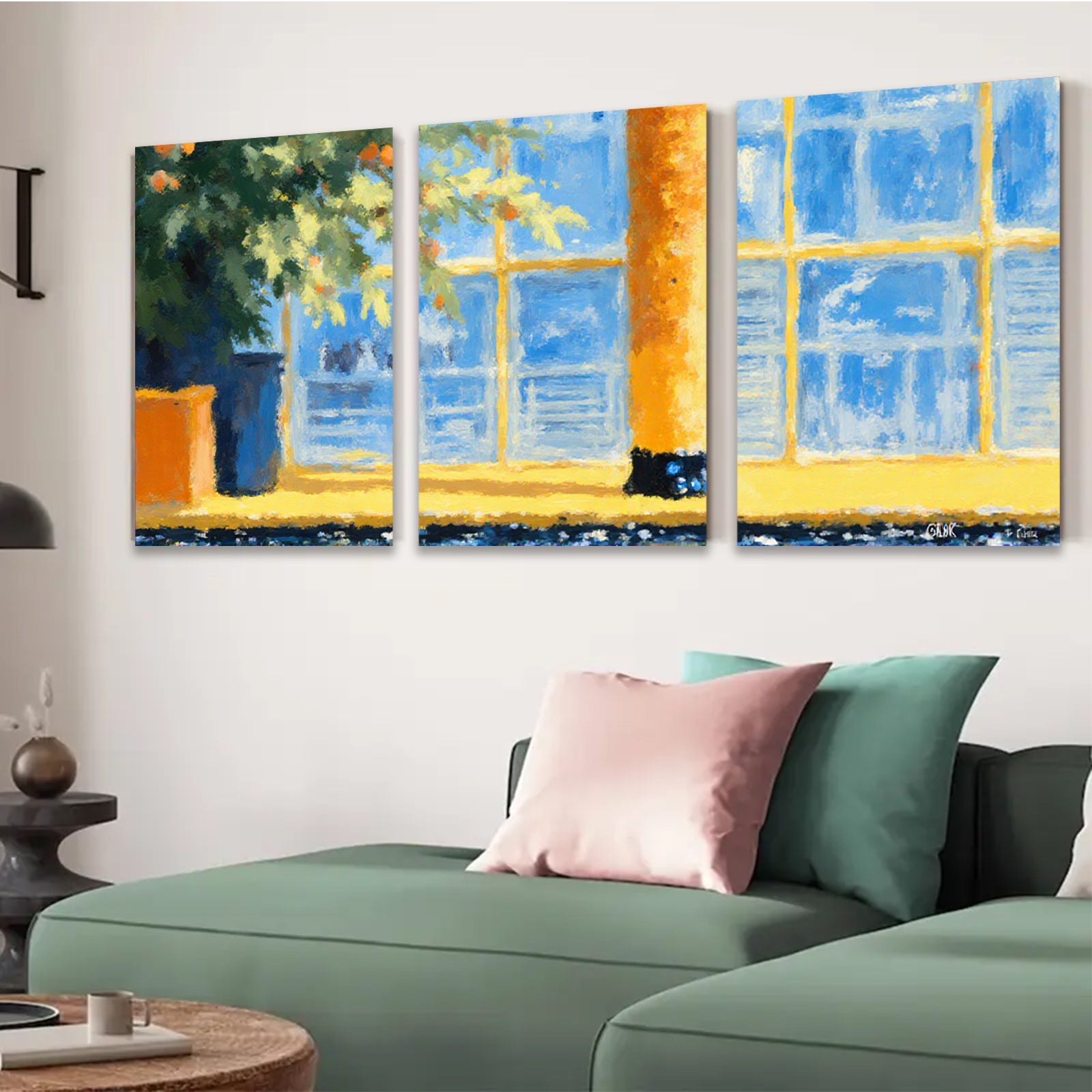 2D flat 1pc Sunlit Window Garden View Modern Wall Art Canvas Prints for Living Room Bedroom Home Decor Farmhouse Style Cozy Vibes