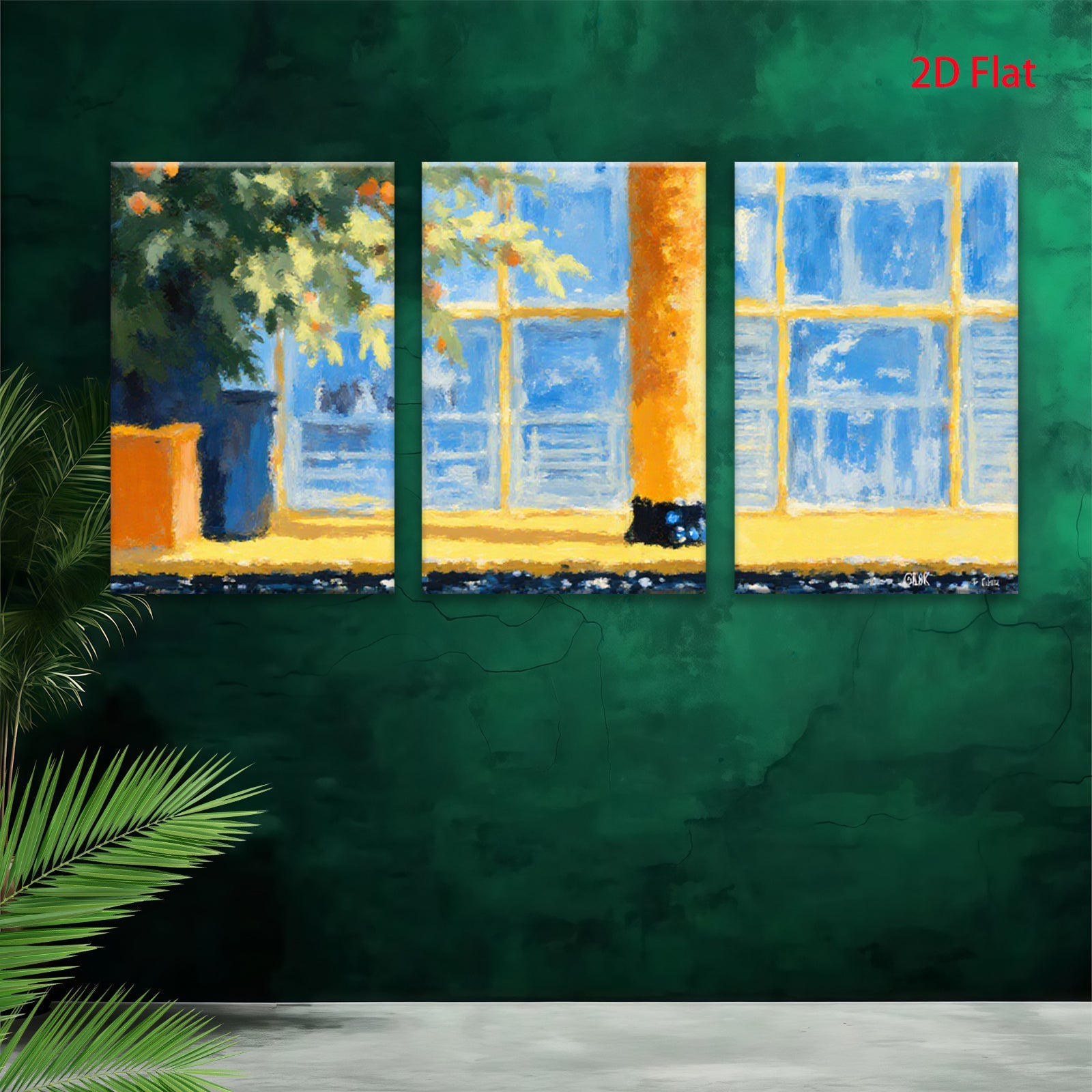 2D flat 1pc Sunlit Window Garden View Modern Wall Art Canvas Prints for Living Room Bedroom Home Decor Farmhouse Style Cozy Vibes