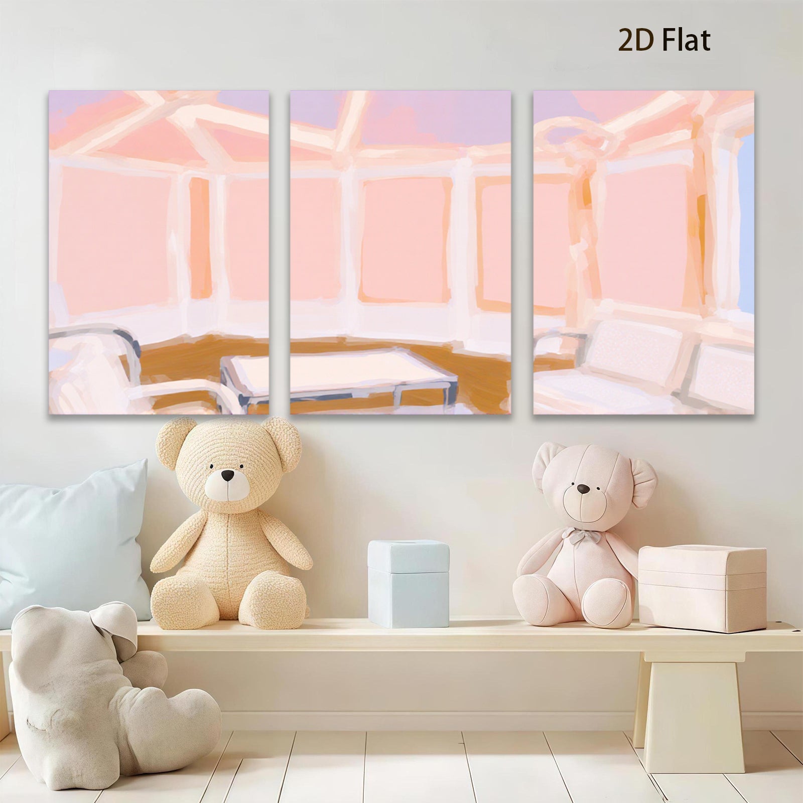 2D flat 1pc Sunlit bay window seating area modern farmhouse living room wall art bedroom decor gallery wrapped canvas prints farmhouse style
