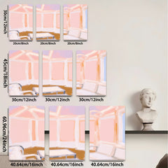2D flat 1pc Sunlit bay window seating area modern farmhouse living room wall art bedroom decor gallery wrapped canvas prints farmhouse style