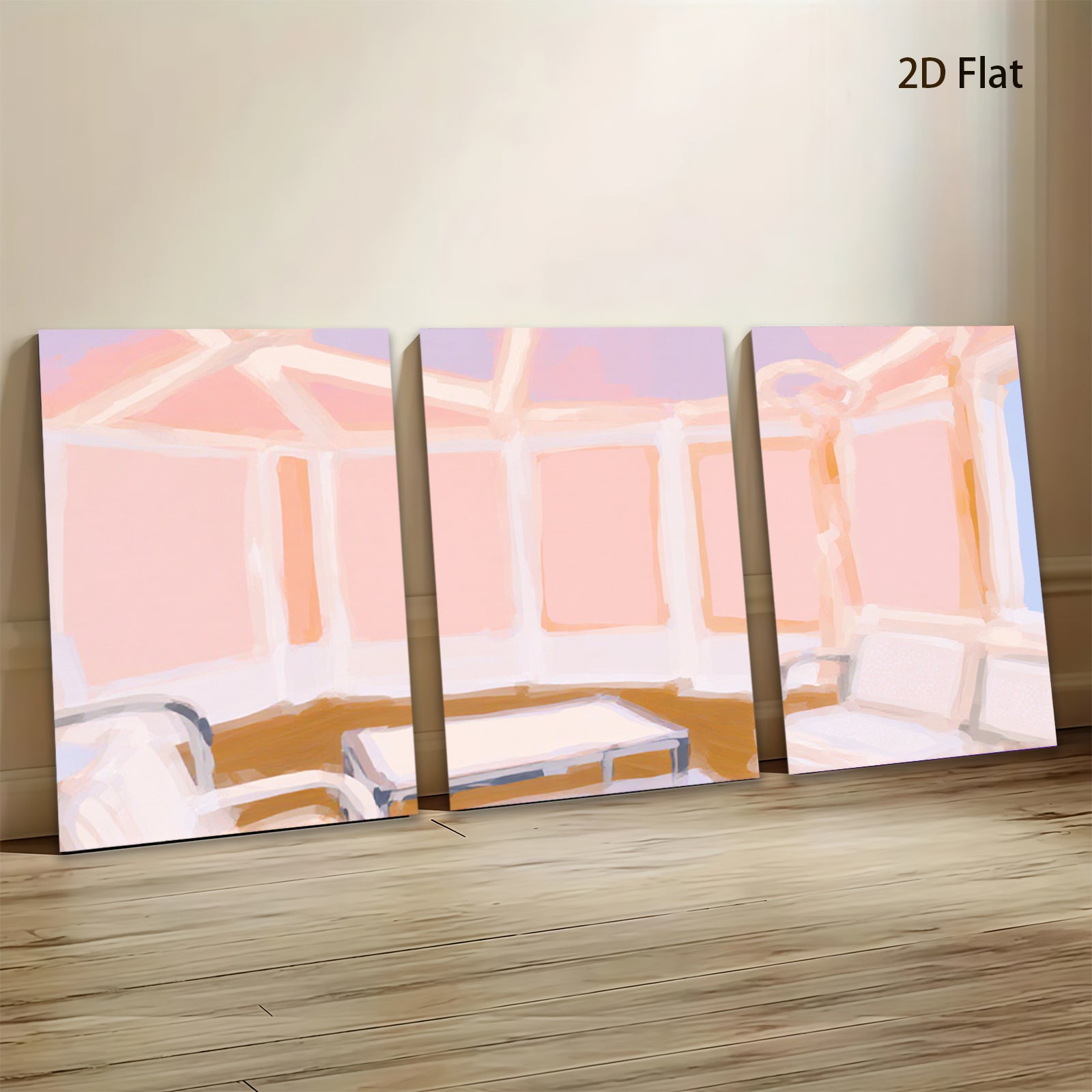 2D flat 1pc Sunlit bay window seating area modern farmhouse living room wall art bedroom decor gallery wrapped canvas prints farmhouse style