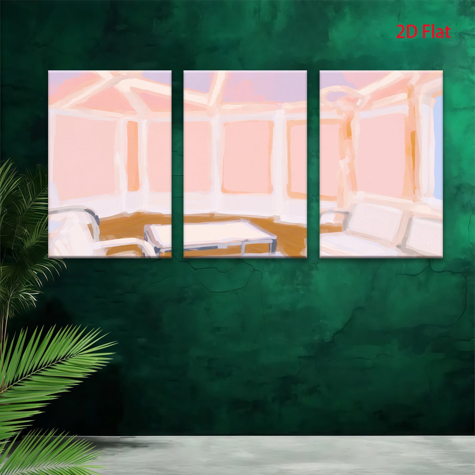 2D flat 1pc Sunlit bay window seating area modern farmhouse living room wall art bedroom decor gallery wrapped canvas prints farmhouse style