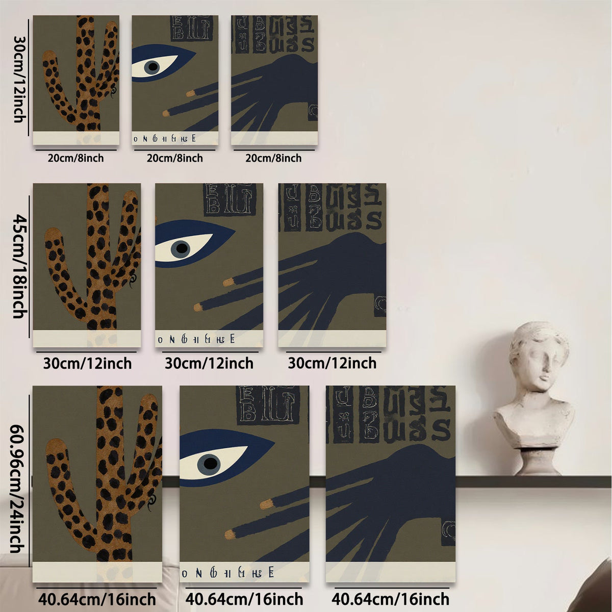 2D flat 1pc Surrealist Eye Hand Abstract Wall Art Modern Farmhouse Decor Living Room Bedroom Gallery Wrapped Canvas Prints Textured Artwork Coastal Style Home D��cor