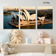2D flat 1pc Sydney Opera House Australia Skyline Cityscape Wall Art Decor Living Room Bedroom Modern Farmhouse Gallery Wrapped Canvas Print for Home Office Rustic Chic