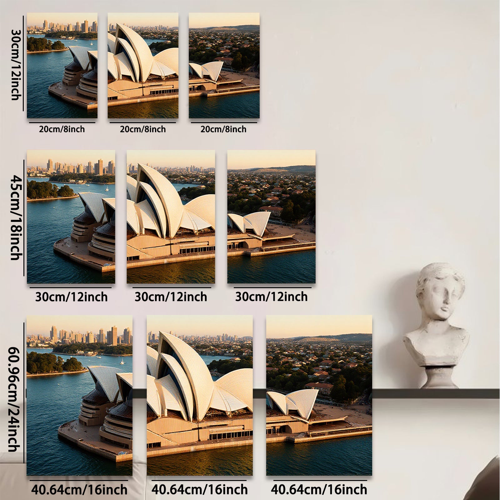 2D flat 1pc Sydney Opera House Australia Skyline Cityscape Wall Art Decor Living Room Bedroom Modern Farmhouse Gallery Wrapped Canvas Print for Home Office Rustic Chic