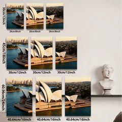 2D flat 1pc Sydney Opera House Australia Skyline Cityscape Wall Art Decor Living Room Bedroom Modern Farmhouse Gallery Wrapped Canvas Print for Home Office Rustic Chic