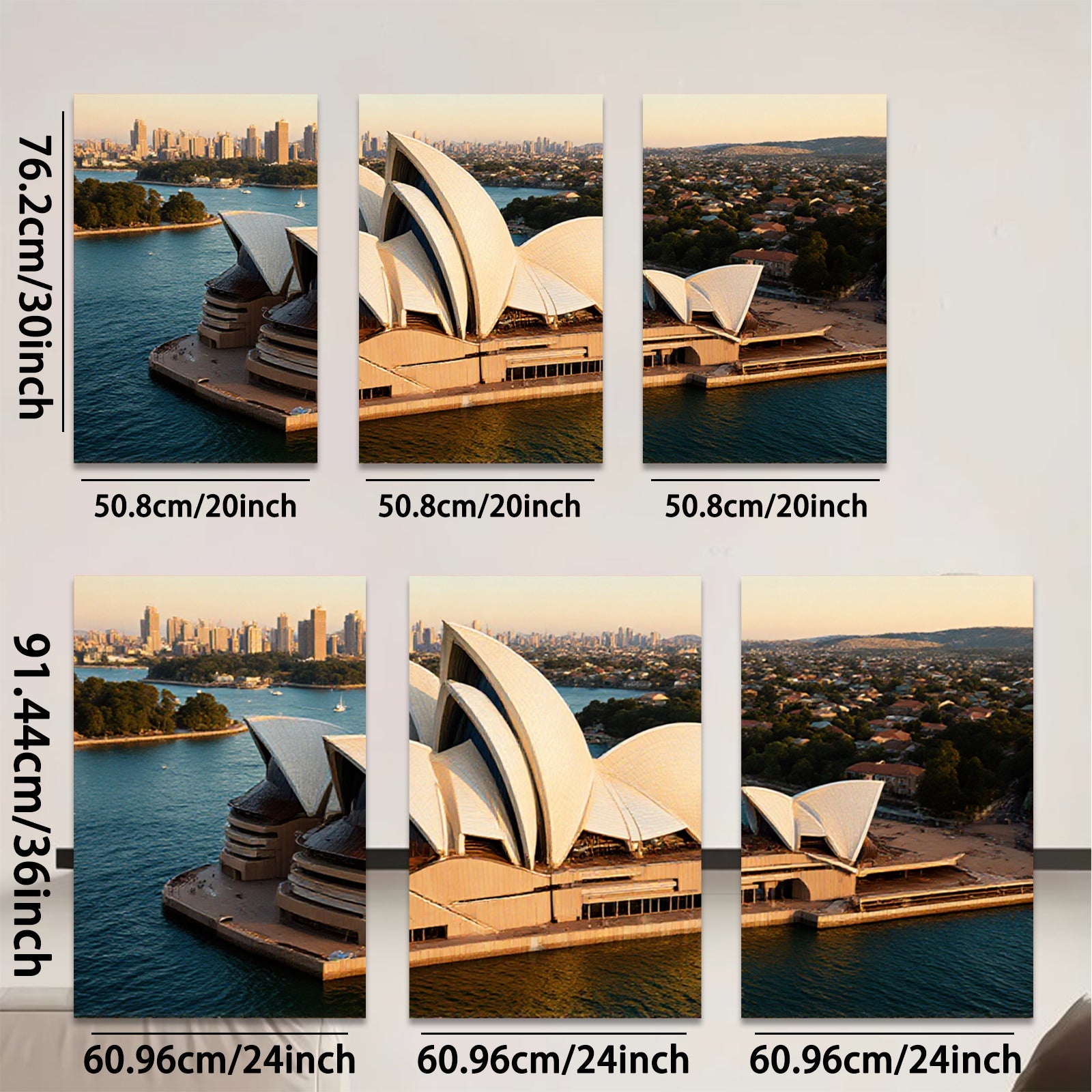 2D flat 1pc Sydney Opera House Australia Skyline Cityscape Wall Art Decor Living Room Bedroom Modern Farmhouse Gallery Wrapped Canvas Print for Home Office Rustic Chic