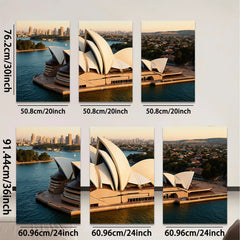 2D flat 1pc Sydney Opera House Australia Skyline Cityscape Wall Art Decor Living Room Bedroom Modern Farmhouse Gallery Wrapped Canvas Print for Home Office Rustic Chic