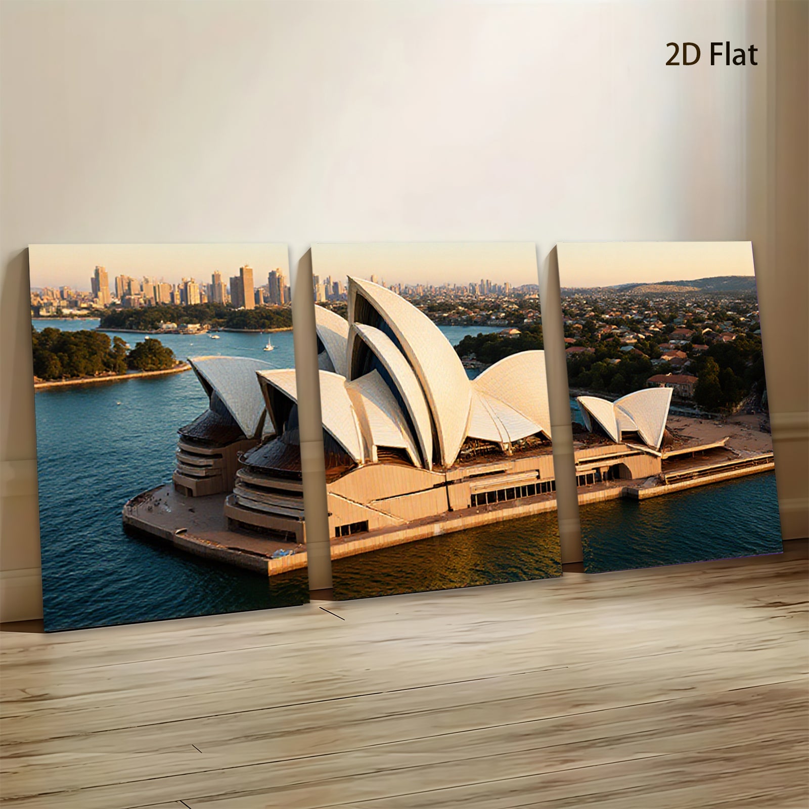 2D flat 1pc Sydney Opera House Australia Skyline Cityscape Wall Art Decor Living Room Bedroom Modern Farmhouse Gallery Wrapped Canvas Print for Home Office Rustic Chic