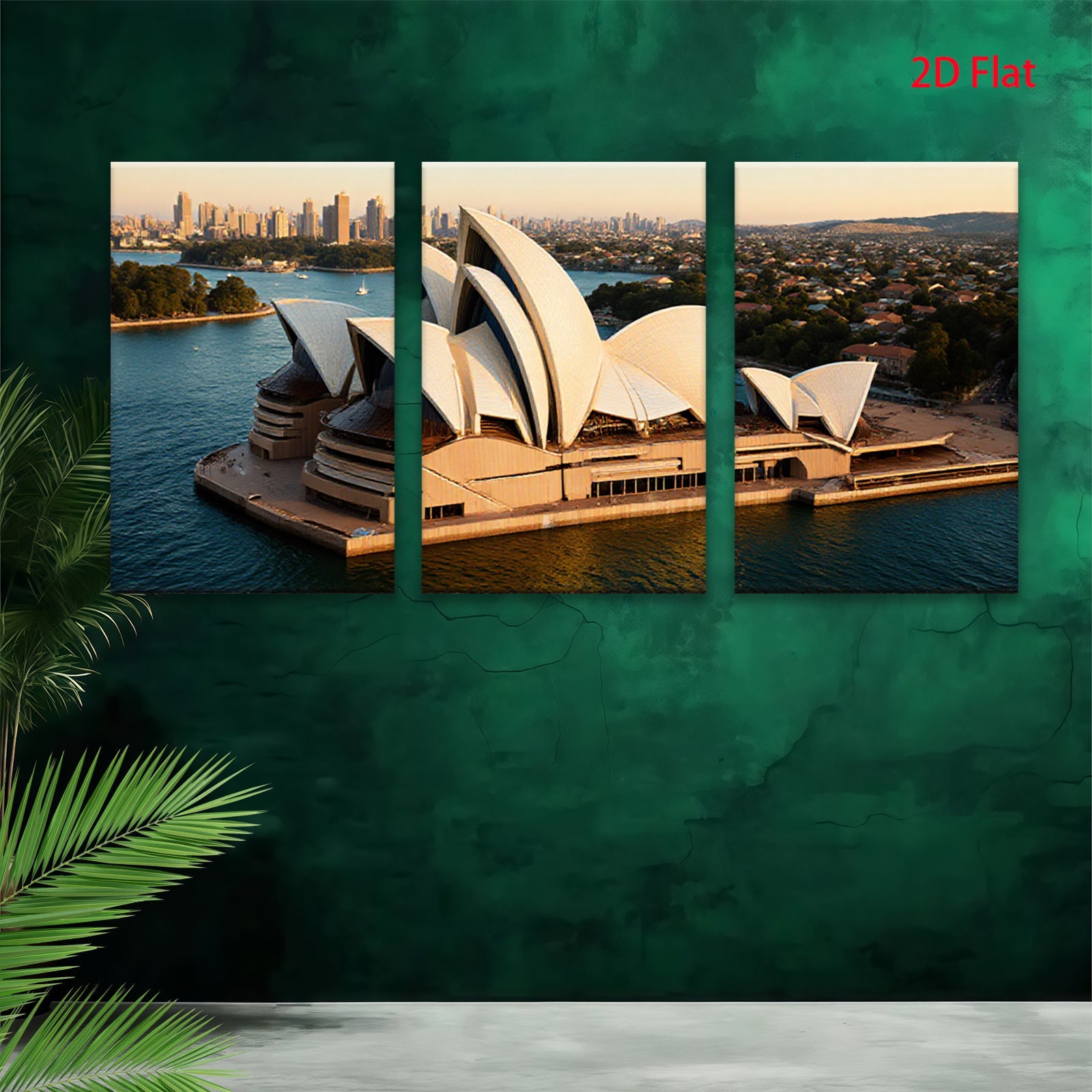 2D flat 1pc Sydney Opera House Australia Skyline Cityscape Wall Art Decor Living Room Bedroom Modern Farmhouse Gallery Wrapped Canvas Print for Home Office Rustic Chic