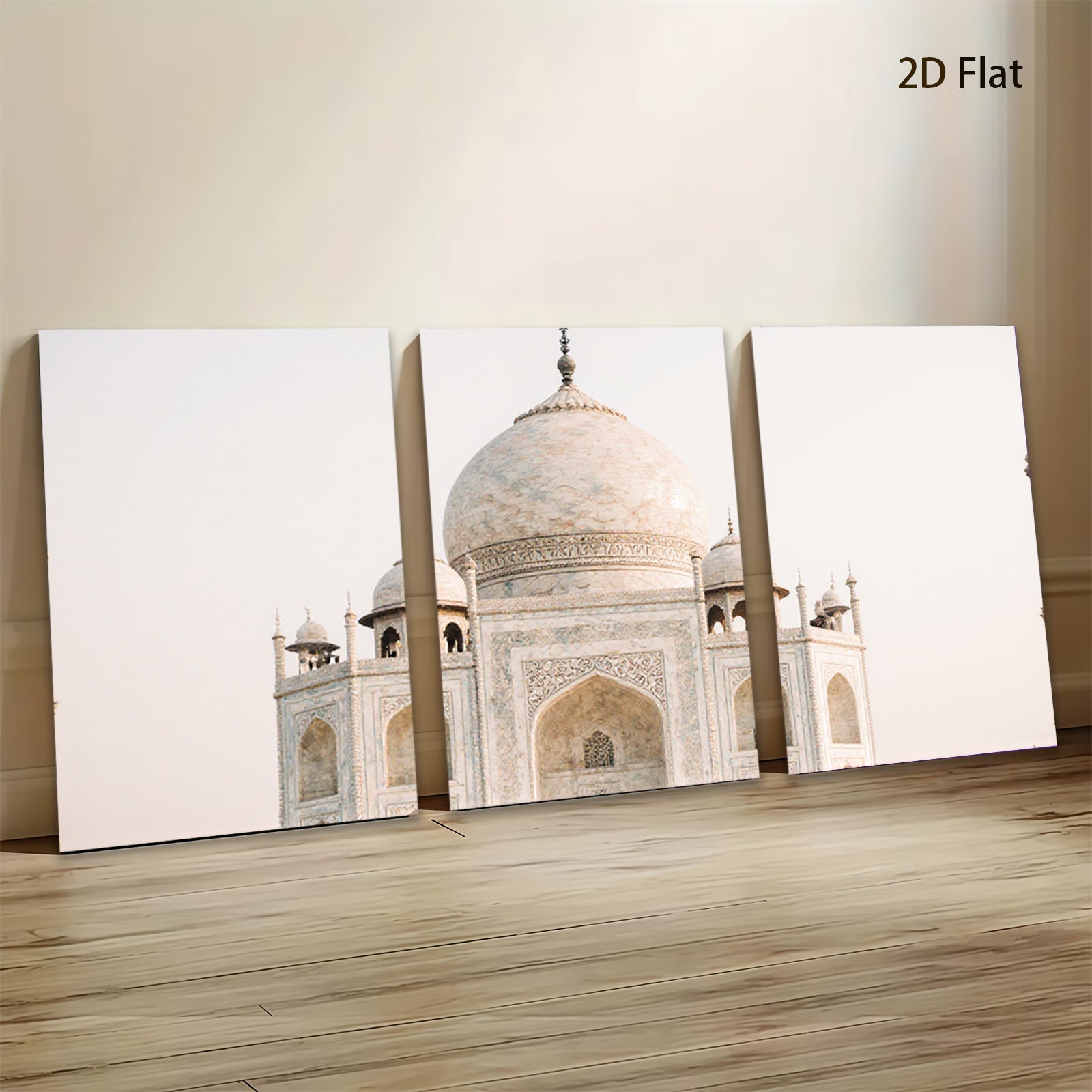 2D flat 1pc Taj Mahal India architectural wonder serene wall decor living room bedroom office gallery wrapped canvas print farmhouse style modern minimalist cozy