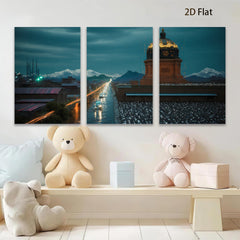 2D flat 1pc Tibetan Potala Palace Night View Cityscape Wall Art Modern Farmhouse Decor Living Room Bedroom Gallery Wrapped Canvas Prints for Home Office Decor Inspirational Art