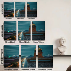 2D flat 1pc Tibetan Potala Palace Night View Cityscape Wall Art Modern Farmhouse Decor Living Room Bedroom Gallery Wrapped Canvas Prints for Home Office Decor Inspirational Art