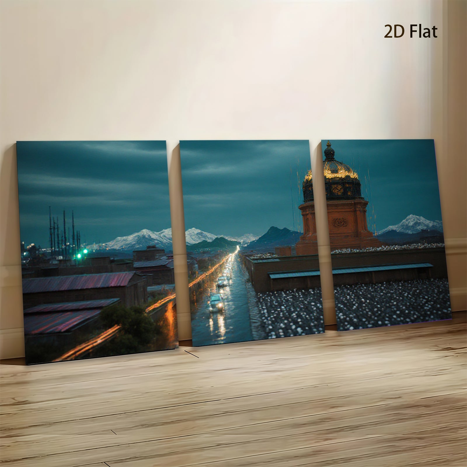 2D flat 1pc Tibetan Potala Palace Night View Cityscape Wall Art Modern Farmhouse Decor Living Room Bedroom Gallery Wrapped Canvas Prints for Home Office Decor Inspirational Art