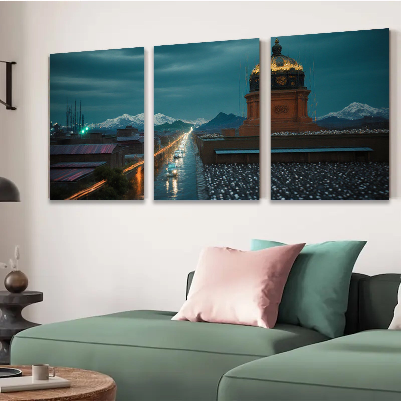 2D flat 1pc Tibetan Potala Palace Night View Cityscape Wall Art Modern Farmhouse Decor Living Room Bedroom Gallery Wrapped Canvas Prints for Home Office Decor Inspirational Art