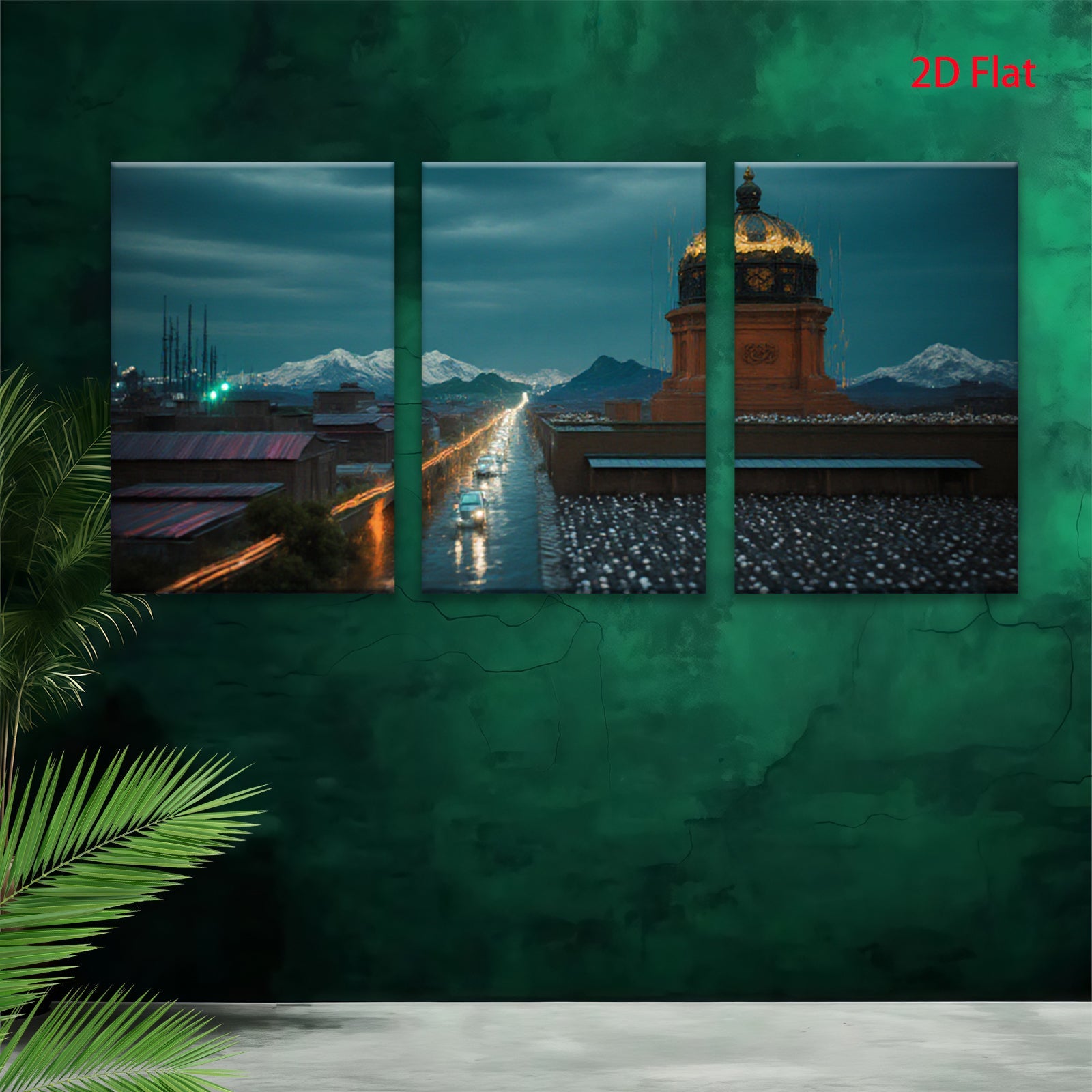 2D flat 1pc Tibetan Potala Palace Night View Cityscape Wall Art Modern Farmhouse Decor Living Room Bedroom Gallery Wrapped Canvas Prints for Home Office Decor Inspirational Art