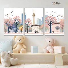 2D flat 1pc Toronto cityscape blooming trees vibrant urban park wall art living room bedroom decor farmhouse style modern canvas prints cozy home gallery wrapped