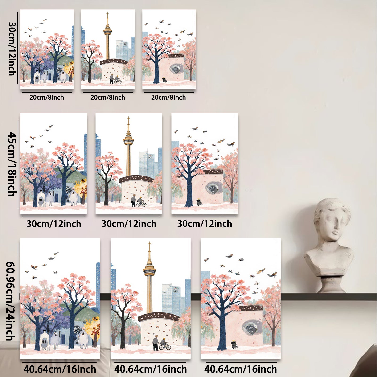 2D flat 1pc Toronto cityscape blooming trees vibrant urban park wall art living room bedroom decor farmhouse style modern canvas prints cozy home gallery wrapped