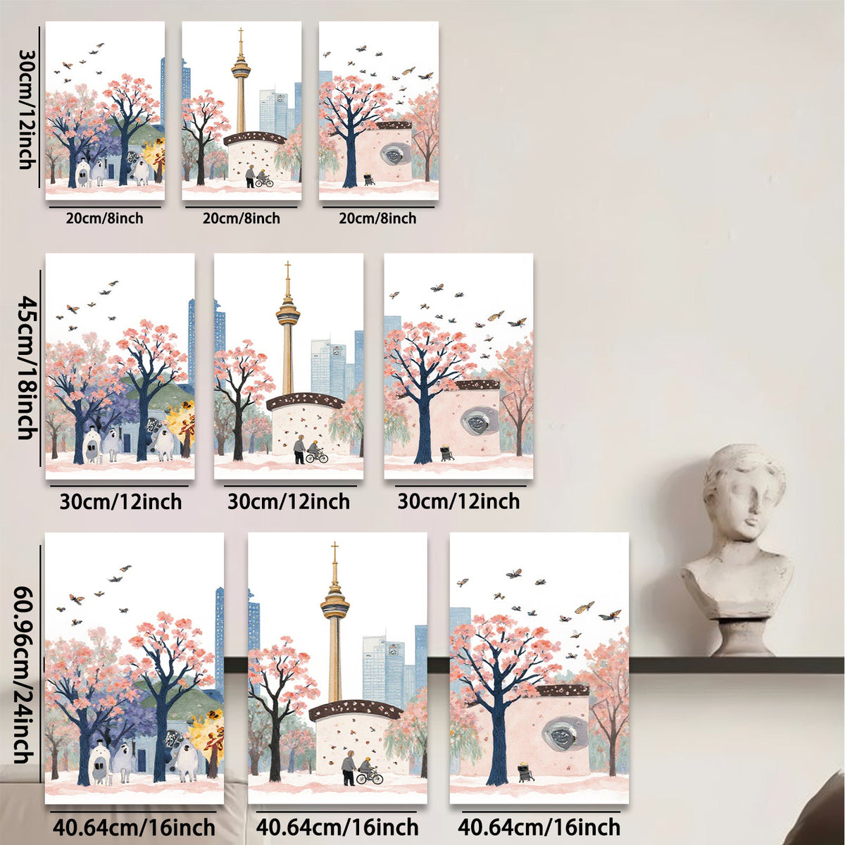 2D flat 1pc Toronto cityscape blooming trees vibrant urban park wall art living room bedroom decor farmhouse style modern canvas prints cozy home gallery wrapped