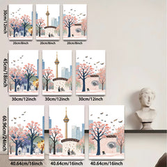 2D flat 1pc Toronto cityscape blooming trees vibrant urban park wall art living room bedroom decor farmhouse style modern canvas prints cozy home gallery wrapped