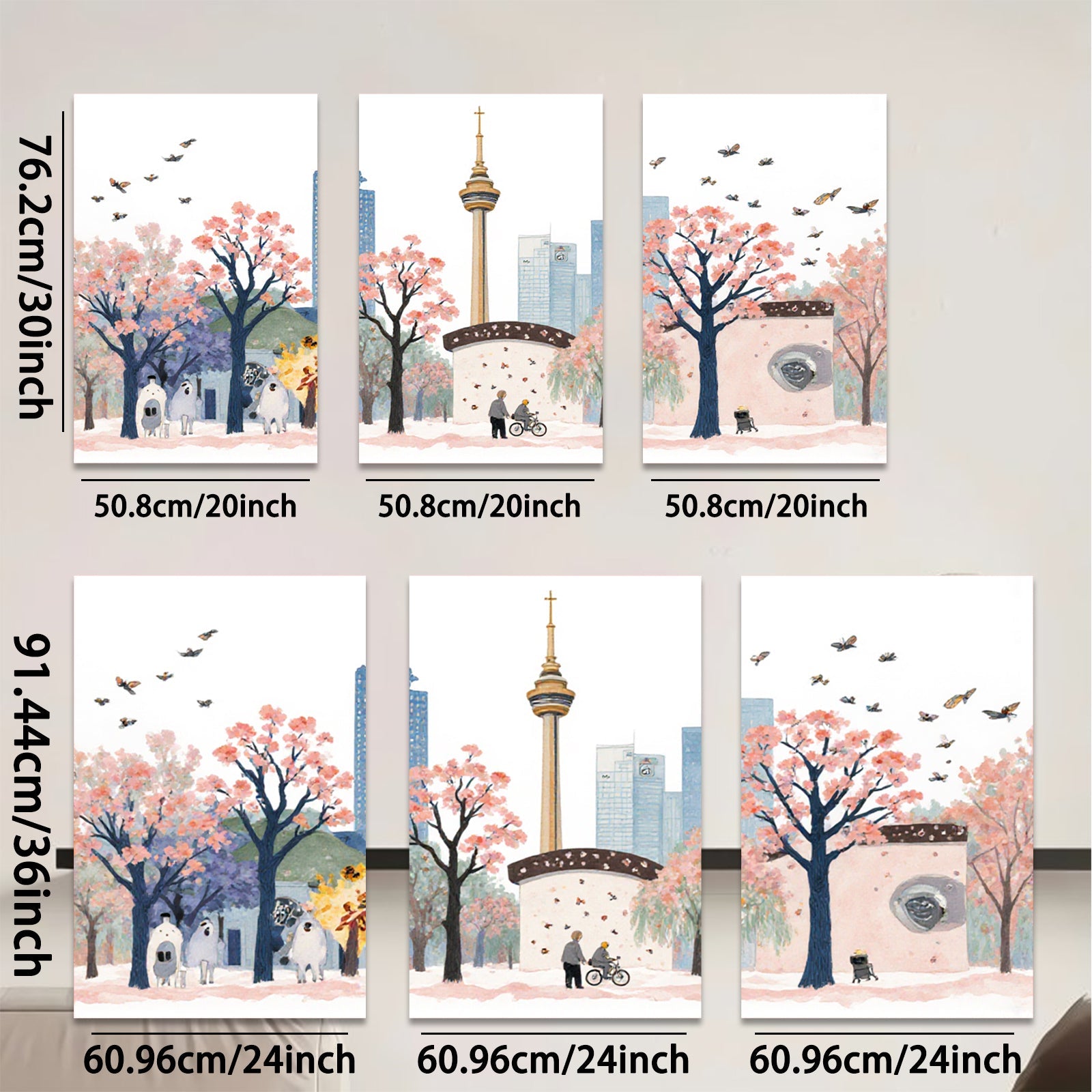 2D flat 1pc Toronto cityscape blooming trees vibrant urban park wall art living room bedroom decor farmhouse style modern canvas prints cozy home gallery wrapped