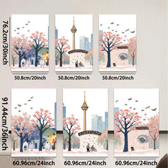 2D flat 1pc Toronto cityscape blooming trees vibrant urban park wall art living room bedroom decor farmhouse style modern canvas prints cozy home gallery wrapped
