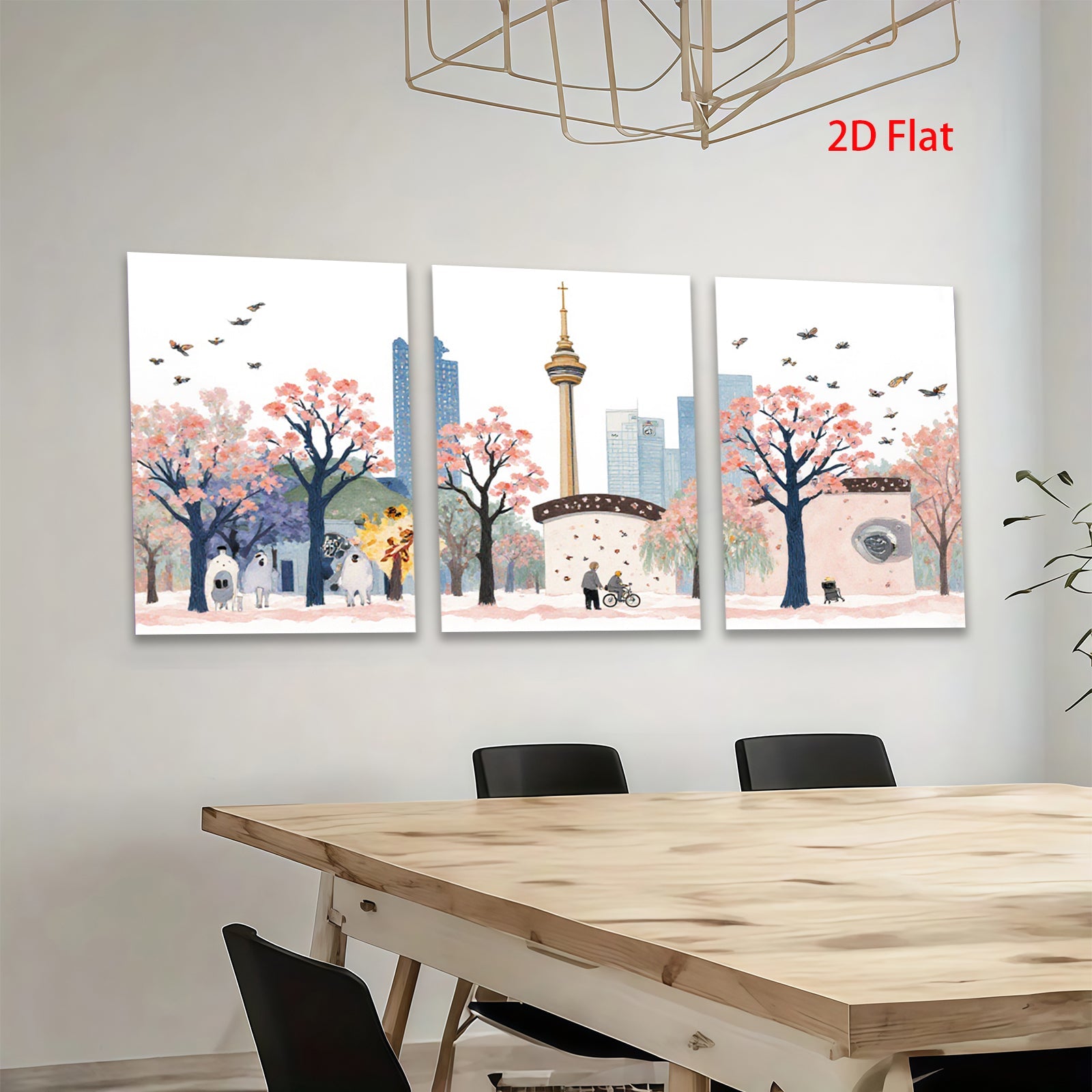 2D flat 1pc Toronto cityscape blooming trees vibrant urban park wall art living room bedroom decor farmhouse style modern canvas prints cozy home gallery wrapped