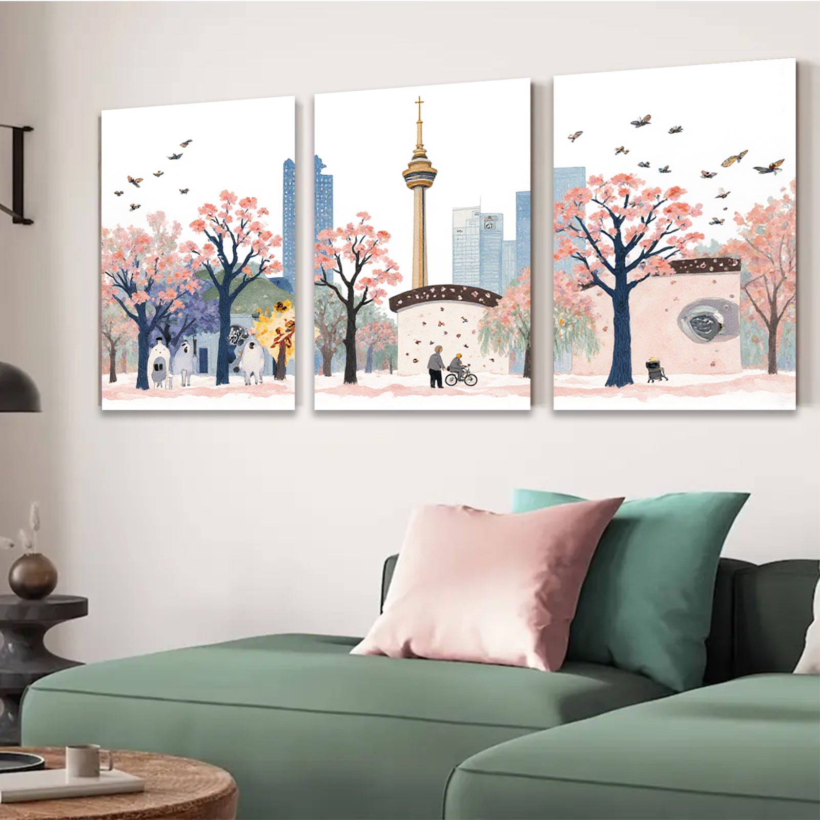 2D flat 1pc Toronto cityscape blooming trees vibrant urban park wall art living room bedroom decor farmhouse style modern canvas prints cozy home gallery wrapped