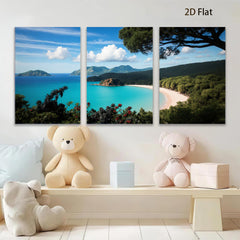 2D flat 1pc Tropical Beach Coastal Paradise Ocean View Wall Art Decor Living Room Bedroom Modern Farmhouse Gallery Wrapped Canvas Prints Home D��cor