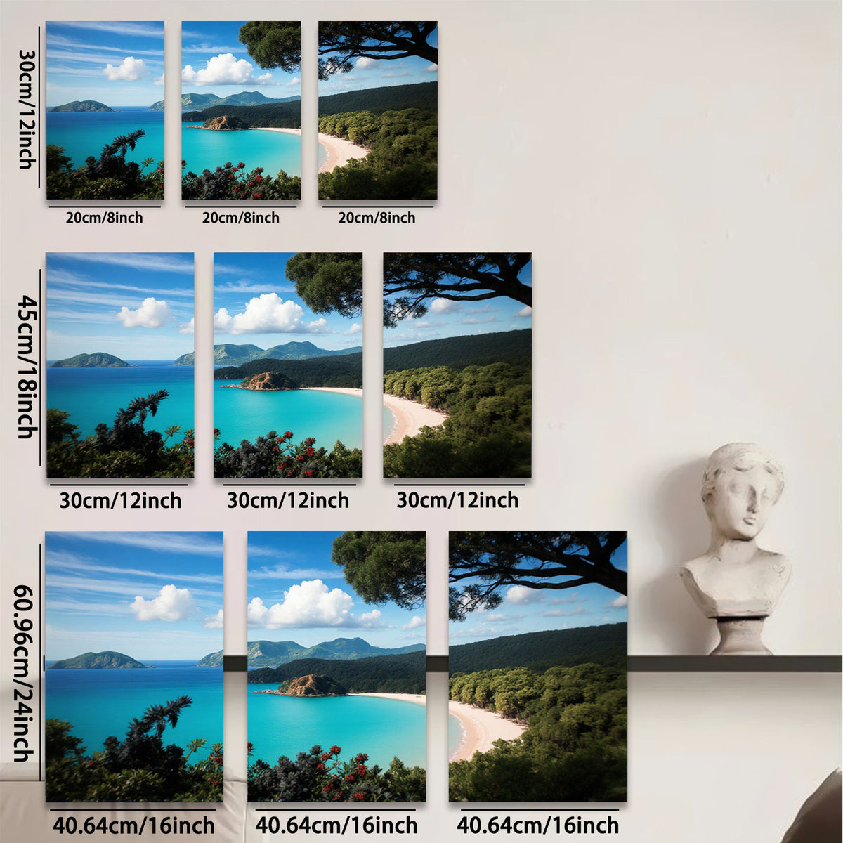 2D flat 1pc Tropical Beach Coastal Paradise Ocean View Wall Art Decor Living Room Bedroom Modern Farmhouse Gallery Wrapped Canvas Prints Home D��cor