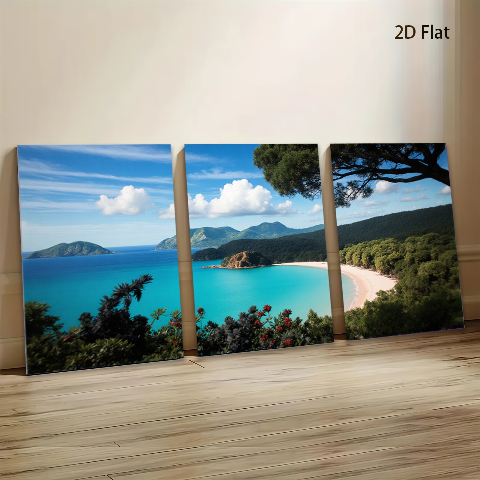 2D flat 1pc Tropical Beach Coastal Paradise Ocean View Wall Art Decor Living Room Bedroom Modern Farmhouse Gallery Wrapped Canvas Prints Home D��cor