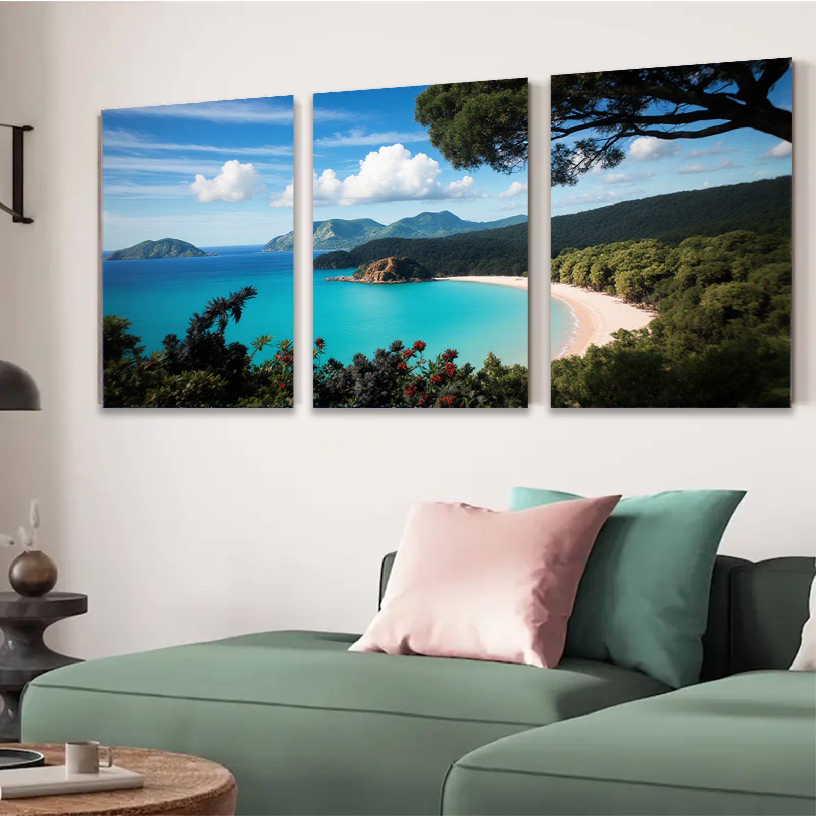 2D flat 1pc Tropical Beach Coastal Paradise Ocean View Wall Art Decor Living Room Bedroom Modern Farmhouse Gallery Wrapped Canvas Prints Home D��cor