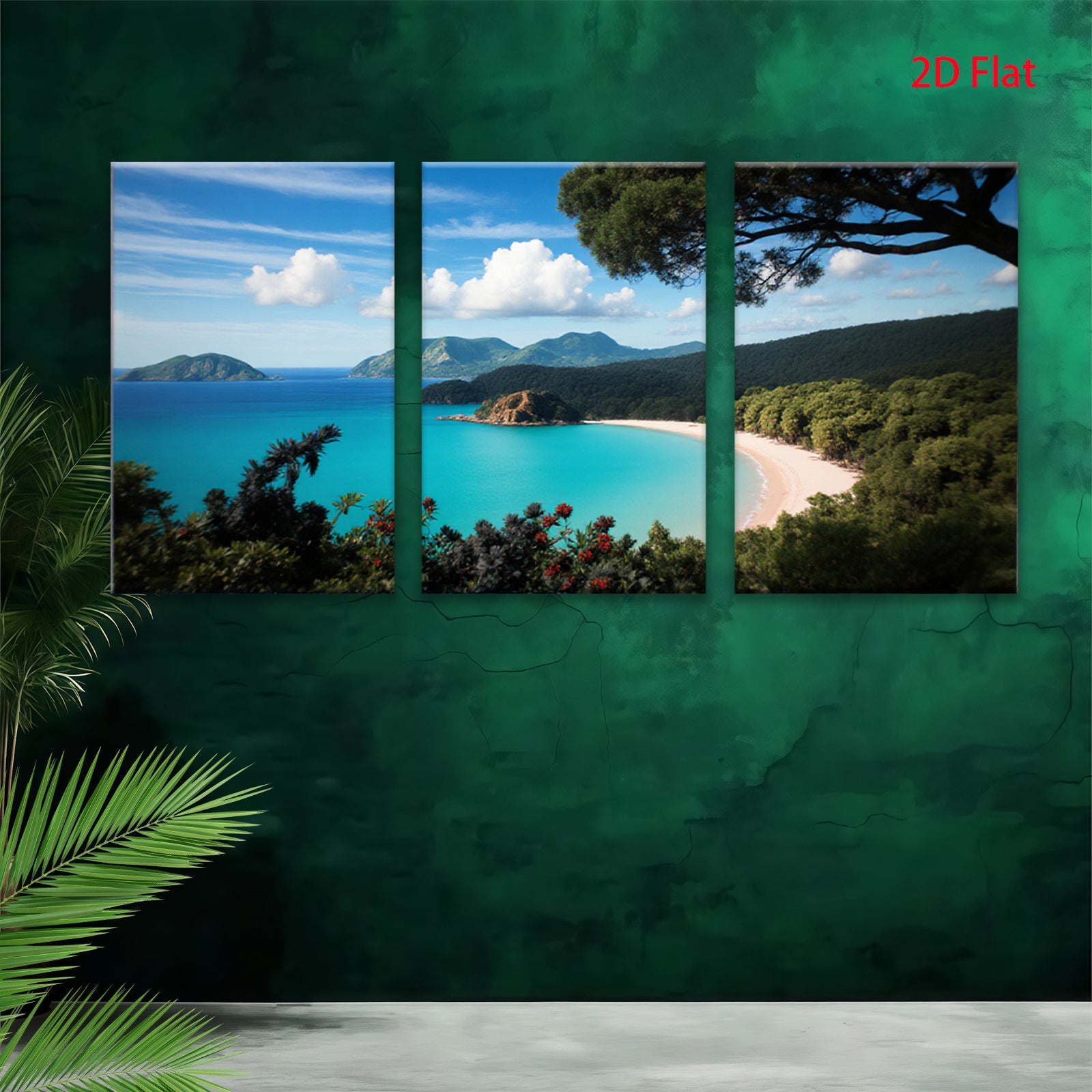 2D flat 1pc Tropical Beach Coastal Paradise Ocean View Wall Art Decor Living Room Bedroom Modern Farmhouse Gallery Wrapped Canvas Prints Home D��cor