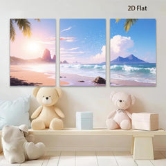 2D flat 1pc Tropical Beach Coastal Waves Scenic Wall Art Living Room Bedroom Decor Farmhouse Style Gallery Wrapped Canvas Prints Ready to Hang