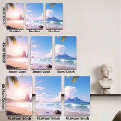 2D flat 1pc Tropical Beach Coastal Waves Scenic Wall Art Living Room Bedroom Decor Farmhouse Style Gallery Wrapped Canvas Prints Ready to Hang