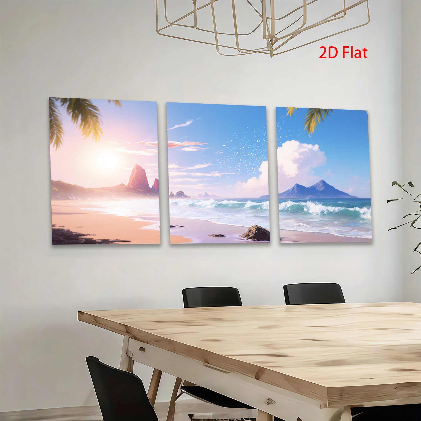2D flat 1pc Tropical Beach Coastal Waves Scenic Wall Art Living Room Bedroom Decor Farmhouse Style Gallery Wrapped Canvas Prints Ready to Hang