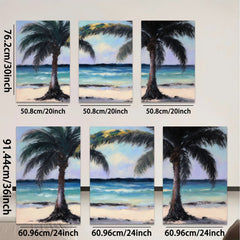 2D flat 1pc Tropical Beach Palm Trees Coastal Ocean View Wall Art Decor for Living Room Bedroom Modern Farmhouse Gallery Wrapped Canvas Prints Ready to Hang