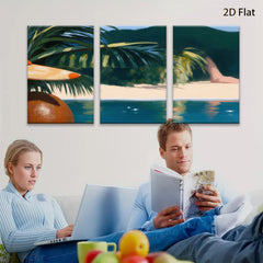 2D flat 1pc Tropical Beach Palm Trees Coastal Scene Living Room Bedroom Wall Decor Modern Farmhouse Style Gallery Wrapped Canvas Prints Ready to Hang