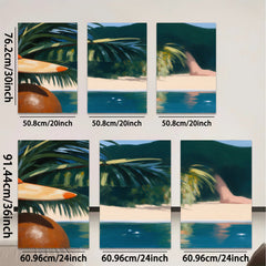 2D flat 1pc Tropical Beach Palm Trees Coastal Scene Living Room Bedroom Wall Decor Modern Farmhouse Style Gallery Wrapped Canvas Prints Ready to Hang