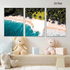 2D flat 1pc Tropical Beach Palm Trees Ocean Wave Coastal Wall Art Living Room Bedroom Decor Modern Farmhouse Style Canvas Prints Gallery Wrapped Ready to Hang