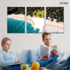 2D flat 1pc Tropical Beach Palm Trees Ocean Wave Coastal Wall Art Living Room Bedroom Decor Modern Farmhouse Style Canvas Prints Gallery Wrapped Ready to Hang