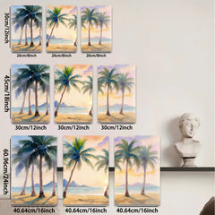 2D flat 1pc Tropical Beach Palm Trees Sunset Ocean Coastal Wall Art Living Room Bedroom Decor Modern Farmhouse Style Gallery Wrapped Canvas Prints