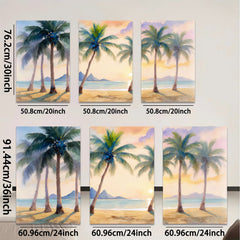 2D flat 1pc Tropical Beach Palm Trees Sunset Ocean Coastal Wall Art Living Room Bedroom Decor Modern Farmhouse Style Gallery Wrapped Canvas Prints