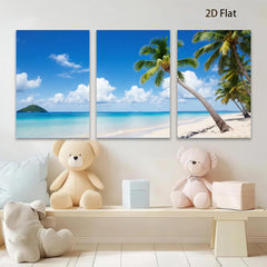 2D flat 1pc Tropical Beach Paradise Coastal Ocean View Wall Art for Living Room Bedroom Home Decor Modern Farmhouse Rustic Gallery Wrapped Canvas Prints