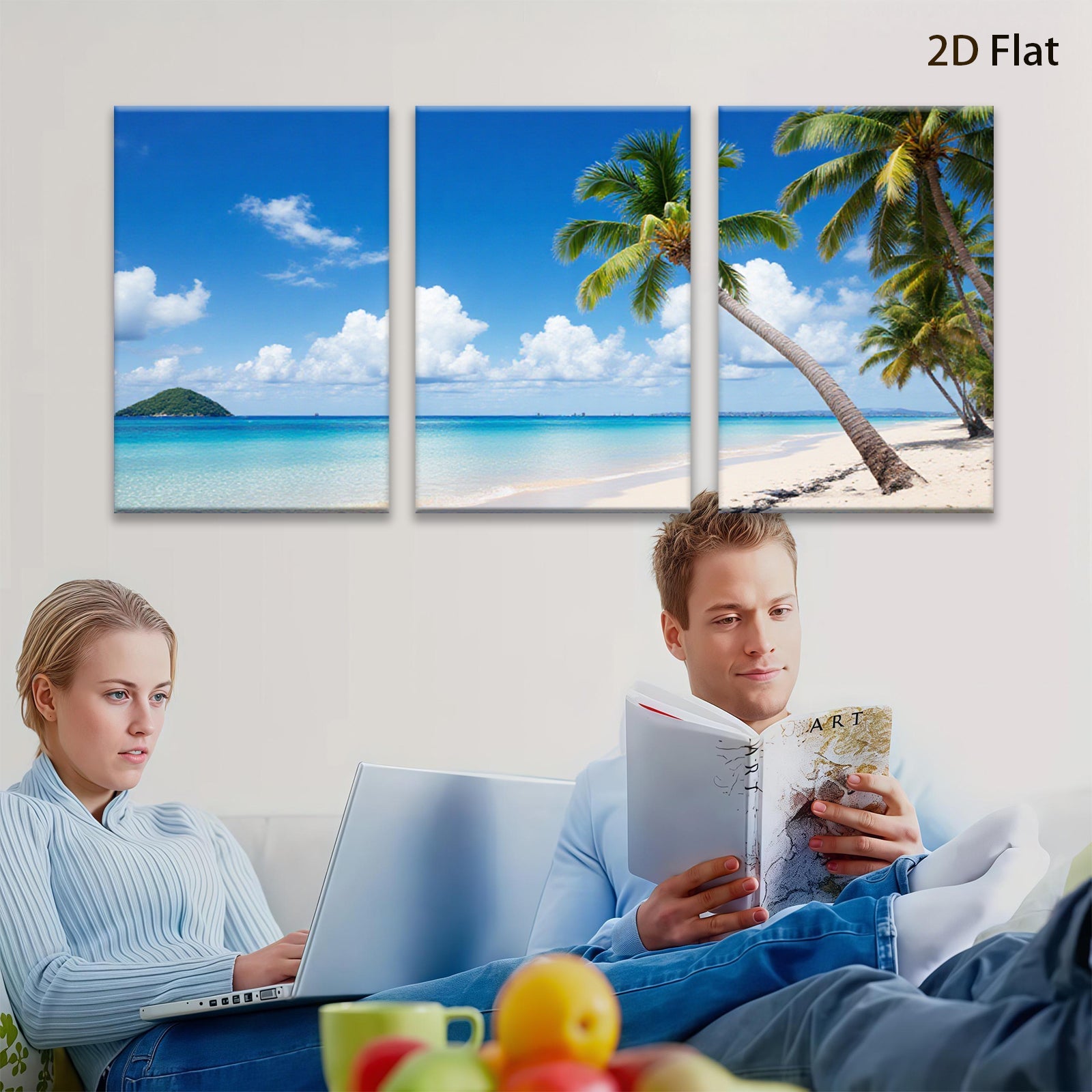 2D flat 1pc Tropical Beach Paradise Coastal Ocean View Wall Art for Living Room Bedroom Home Decor Modern Farmhouse Rustic Gallery Wrapped Canvas Prints