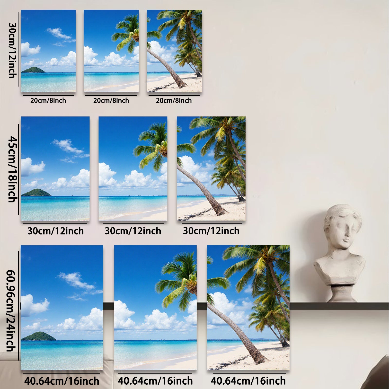 2D flat 1pc Tropical Beach Paradise Coastal Ocean View Wall Art for Living Room Bedroom Home Decor Modern Farmhouse Rustic Gallery Wrapped Canvas Prints