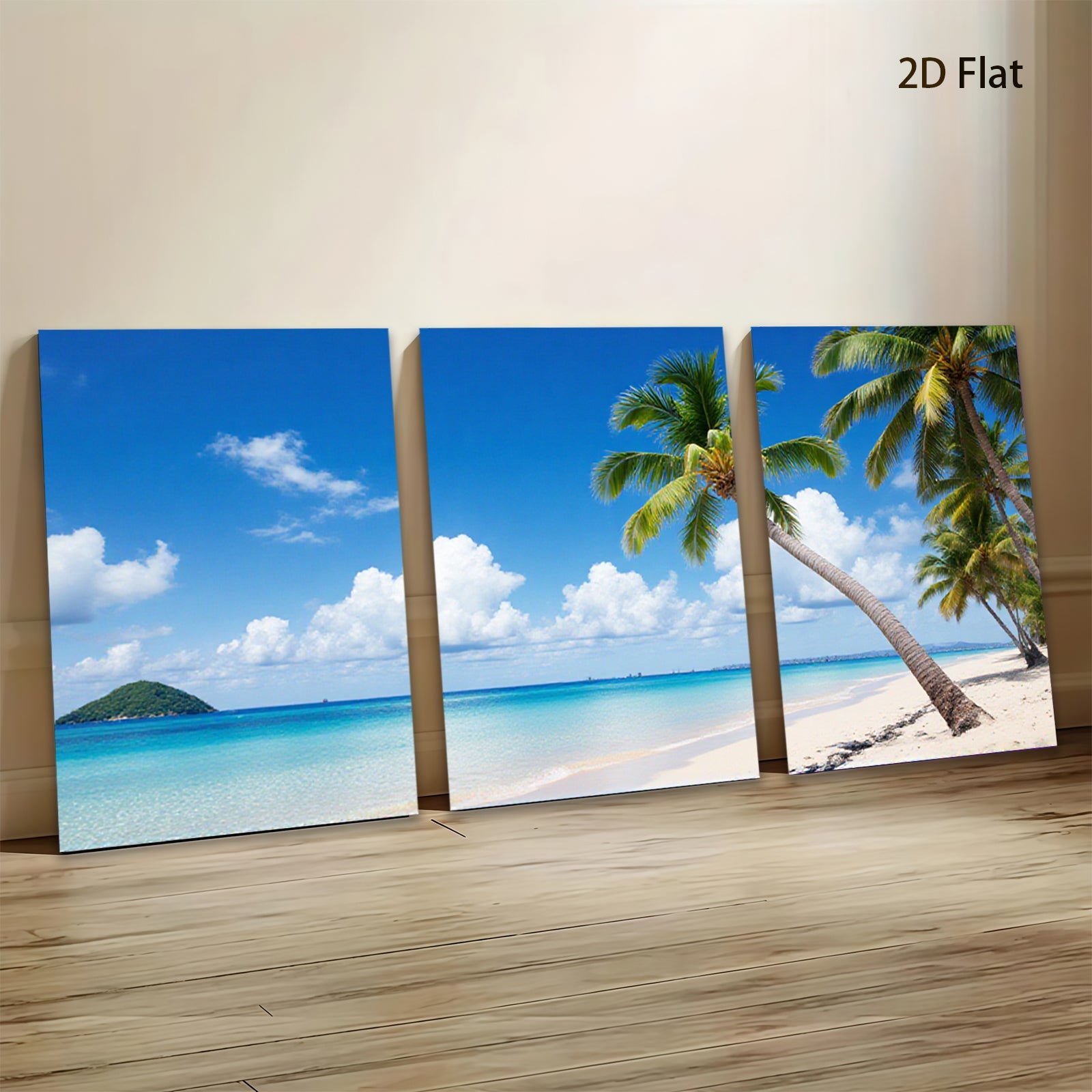 2D flat 1pc Tropical Beach Paradise Coastal Ocean View Wall Art for Living Room Bedroom Home Decor Modern Farmhouse Rustic Gallery Wrapped Canvas Prints