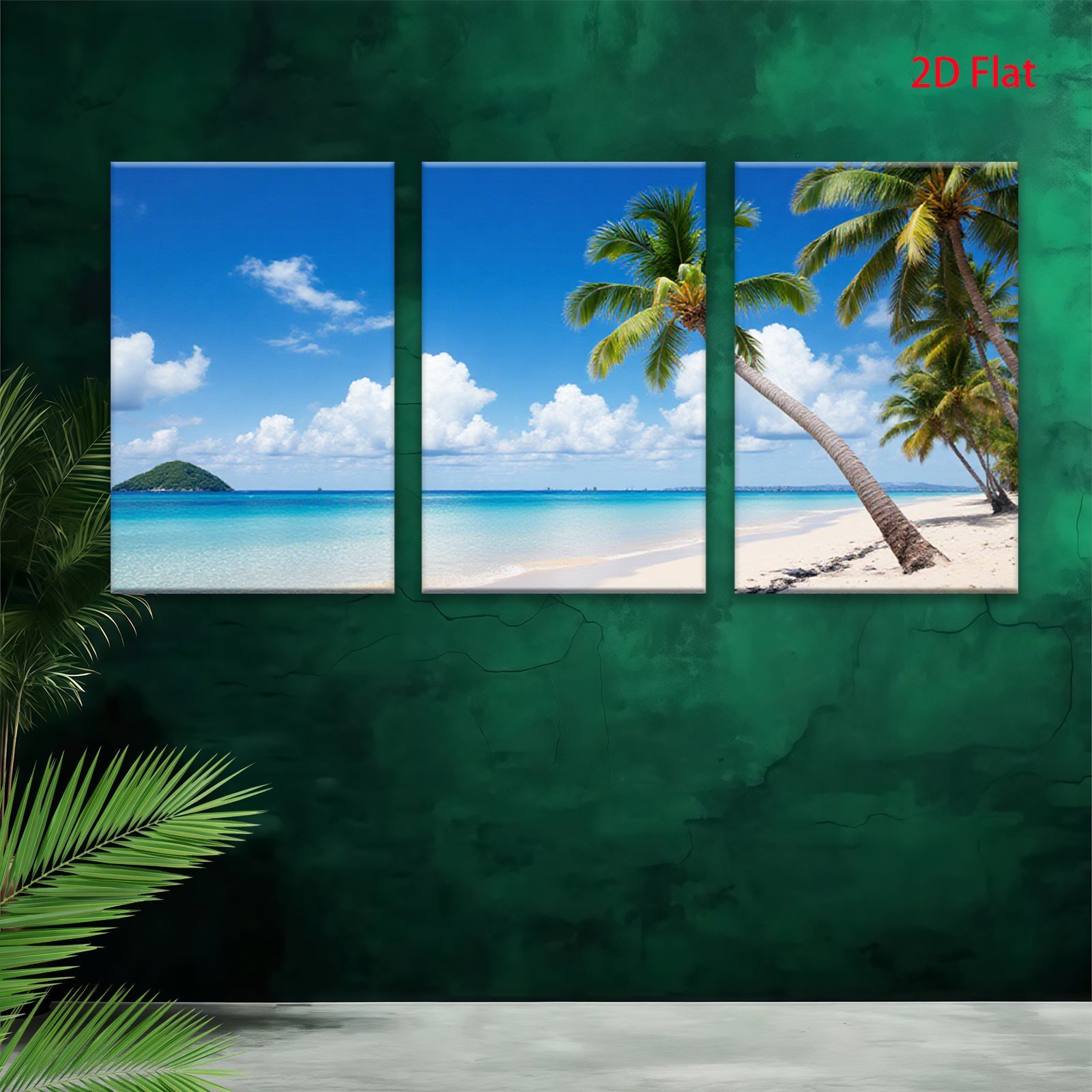 2D flat 1pc Tropical Beach Paradise Coastal Ocean View Wall Art for Living Room Bedroom Home Decor Modern Farmhouse Rustic Gallery Wrapped Canvas Prints