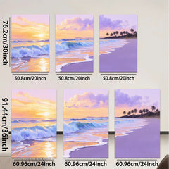 2D flat 1pc Tropical Beach Sunset Ocean Waves Coastal Wall Art Living Room Bedroom Decor Canvas Prints Large Size Modern Farmhouse Style Gallery Wrapped Ready to Hang