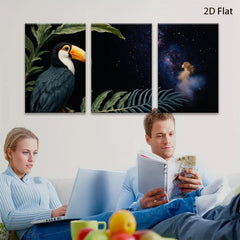 2D flat 1pc Tropical Bird Palm Leaves Galaxy Wall Art Canvas Prints For Living Room Bedroom Home Decor Modern Farmhouse Style